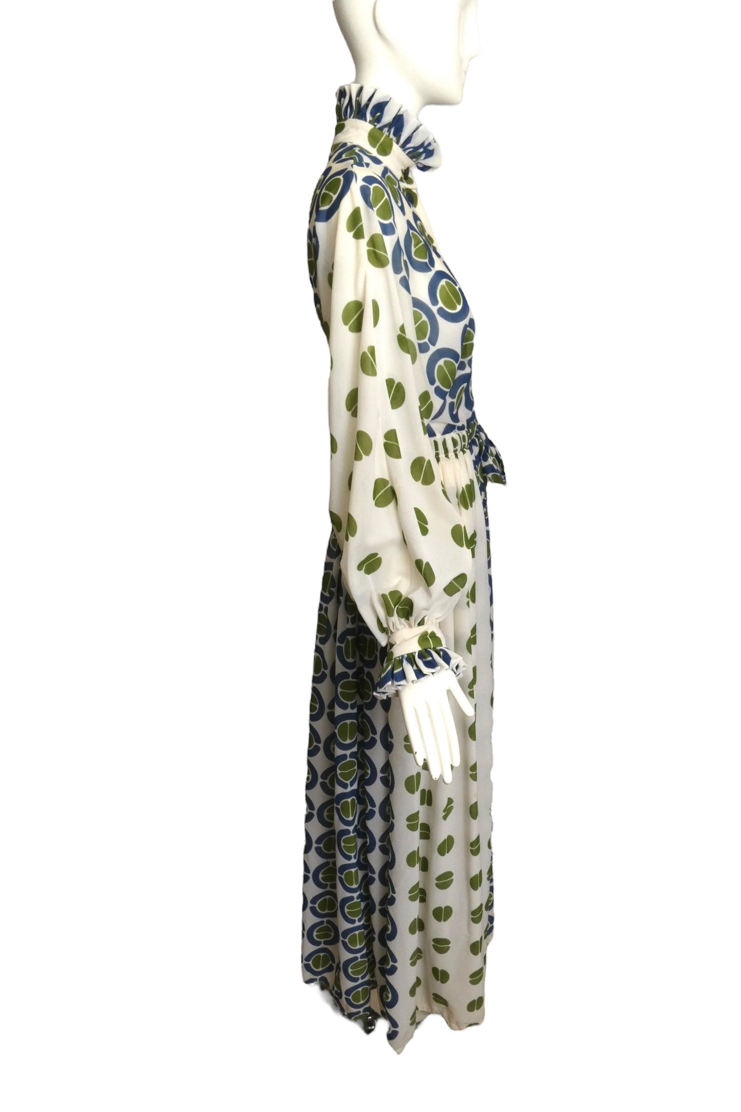 1970s Geo Print Maxi Dress, Size 6