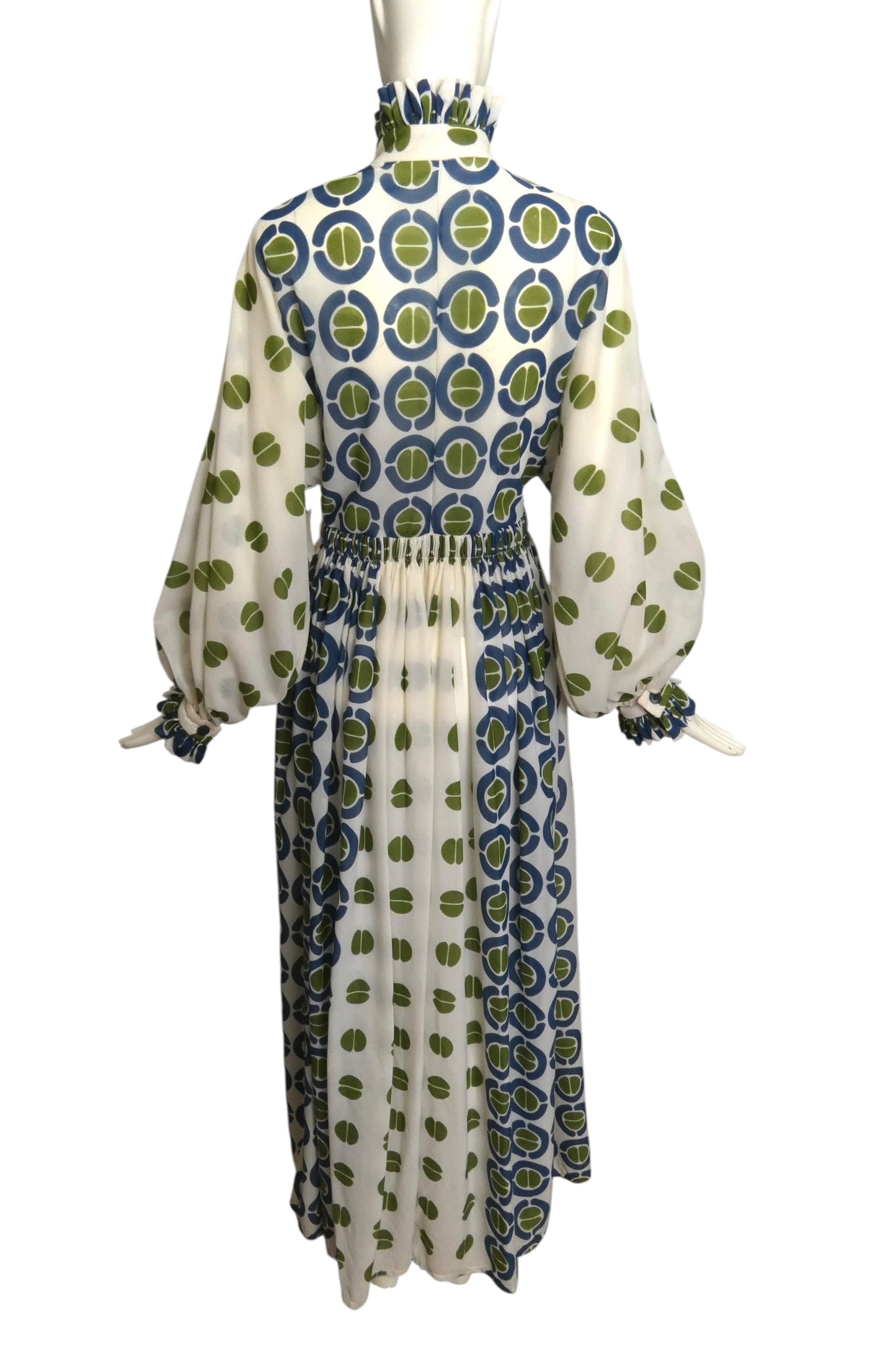 1970s Geo Print Maxi Dress, Size 6
