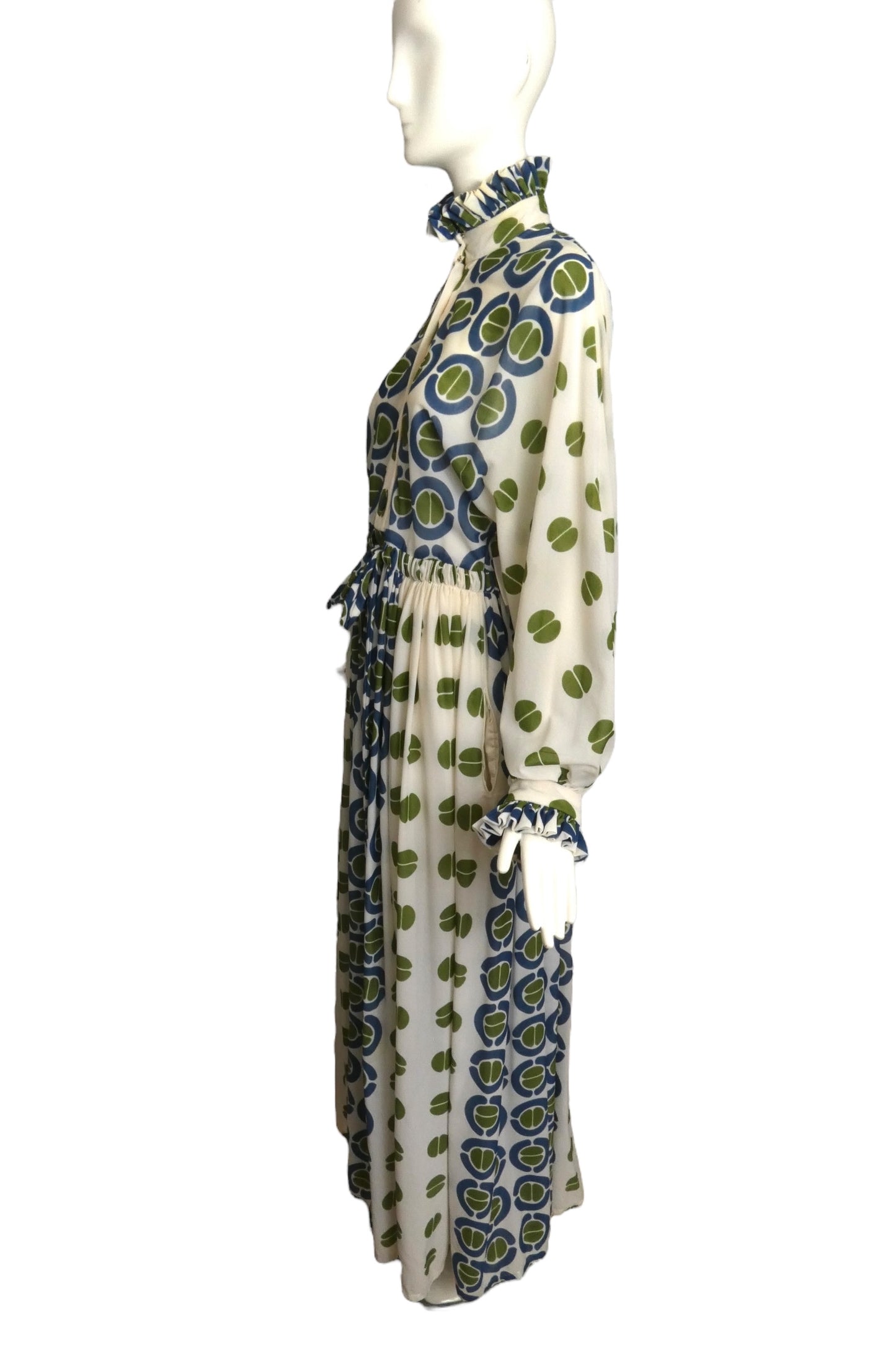 1970s Geo Print Maxi Dress, Size 6