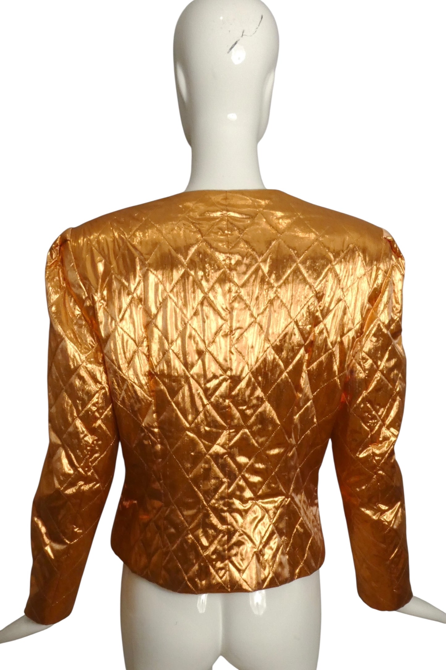 PIERRE CARDIN- 1980s Quilted Copper Lamé Jacket, Size 8