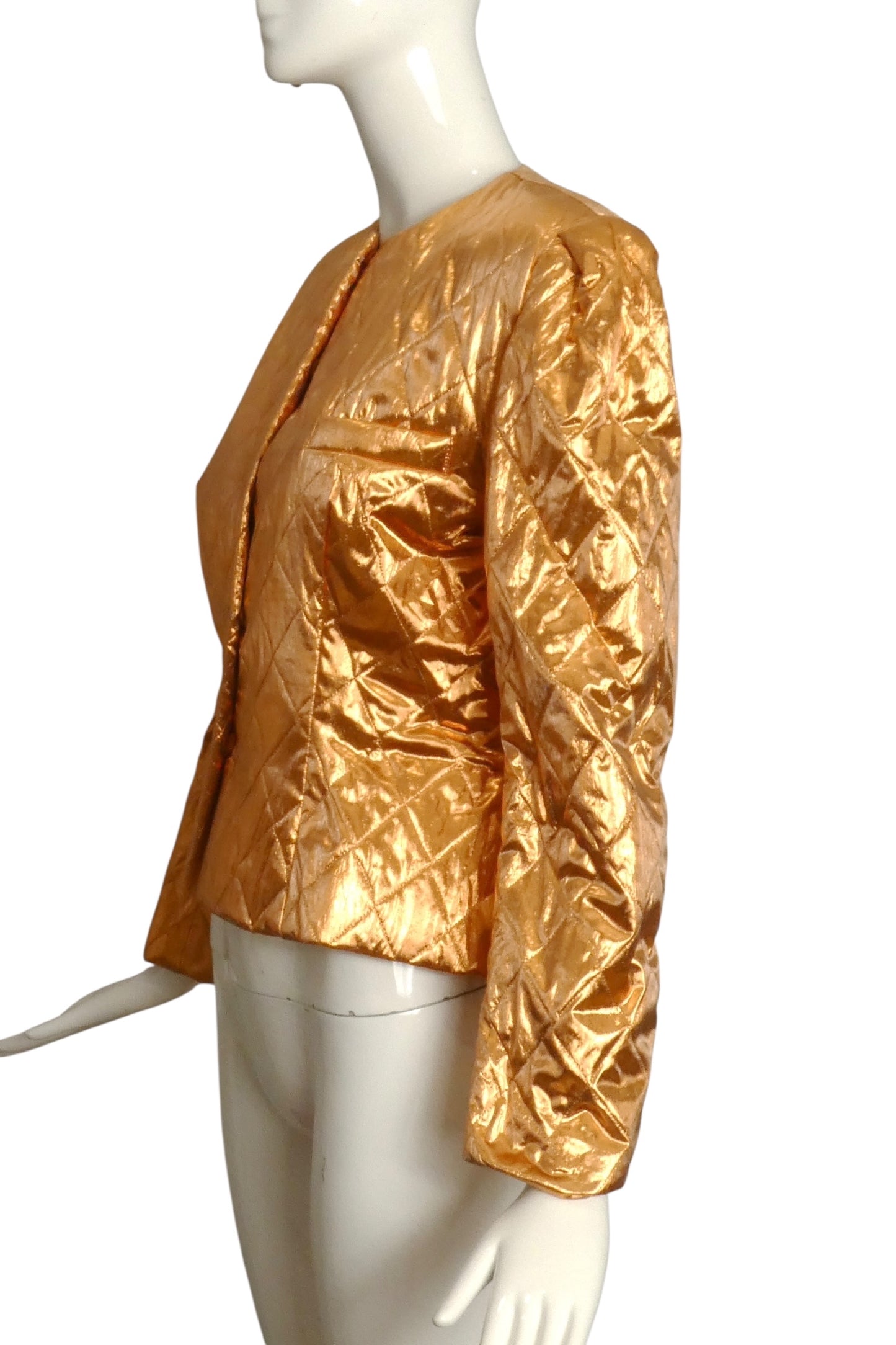 PIERRE CARDIN- 1980s Quilted Copper Lamé Jacket, Size 8