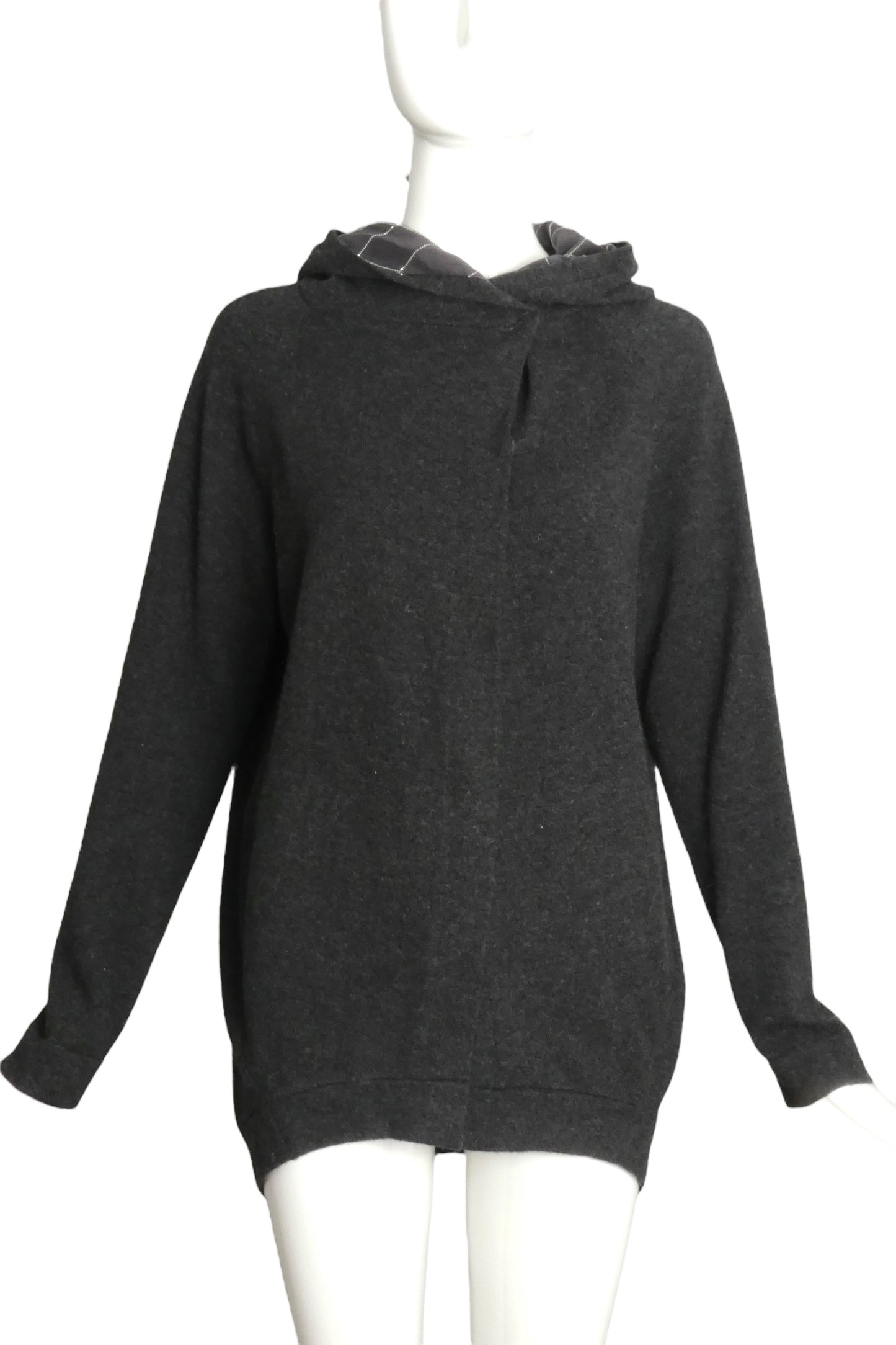 BRUNELLO CUCINELLI- Grey Cashmere Hoodie Jacket, Size 10
