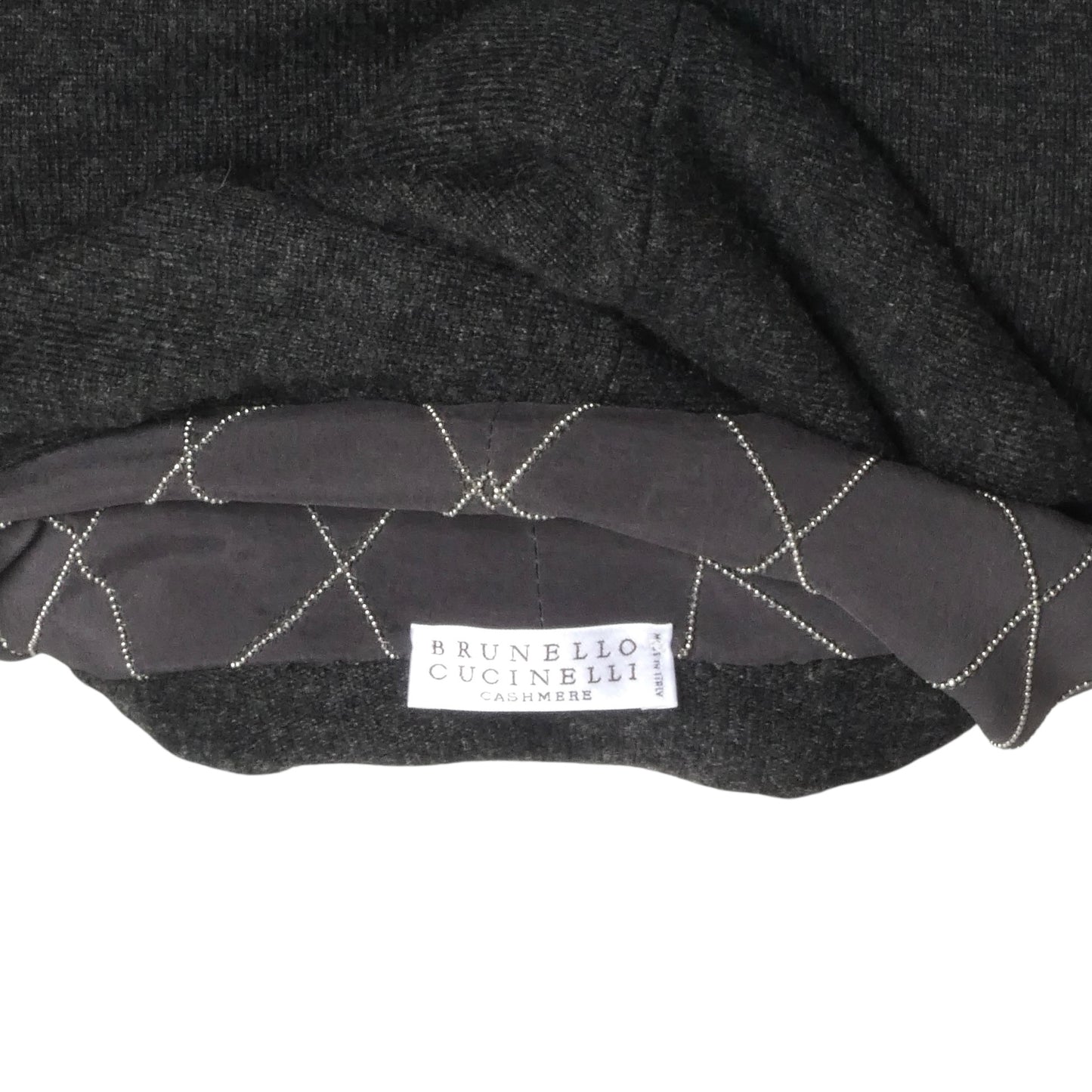 BRUNELLO CUCINELLI- Grey Cashmere Hoodie Jacket, Size 10