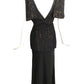 1930s Black & Gold Crepe Evening Gown, Size 8