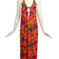 1970s Multi Color Floral Halter Dress, Size 10