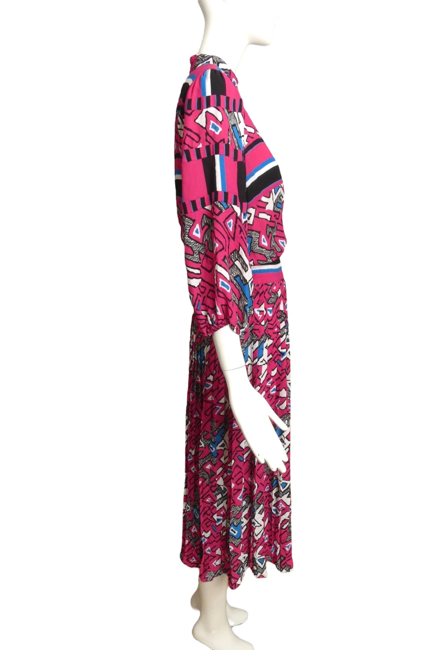 DIANE FRES- 1980s Multi Color Print Dress, Size 10