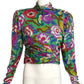 EMANUEL UNGARO- 1980s  Floral Print Silk Blouse, Size 10
