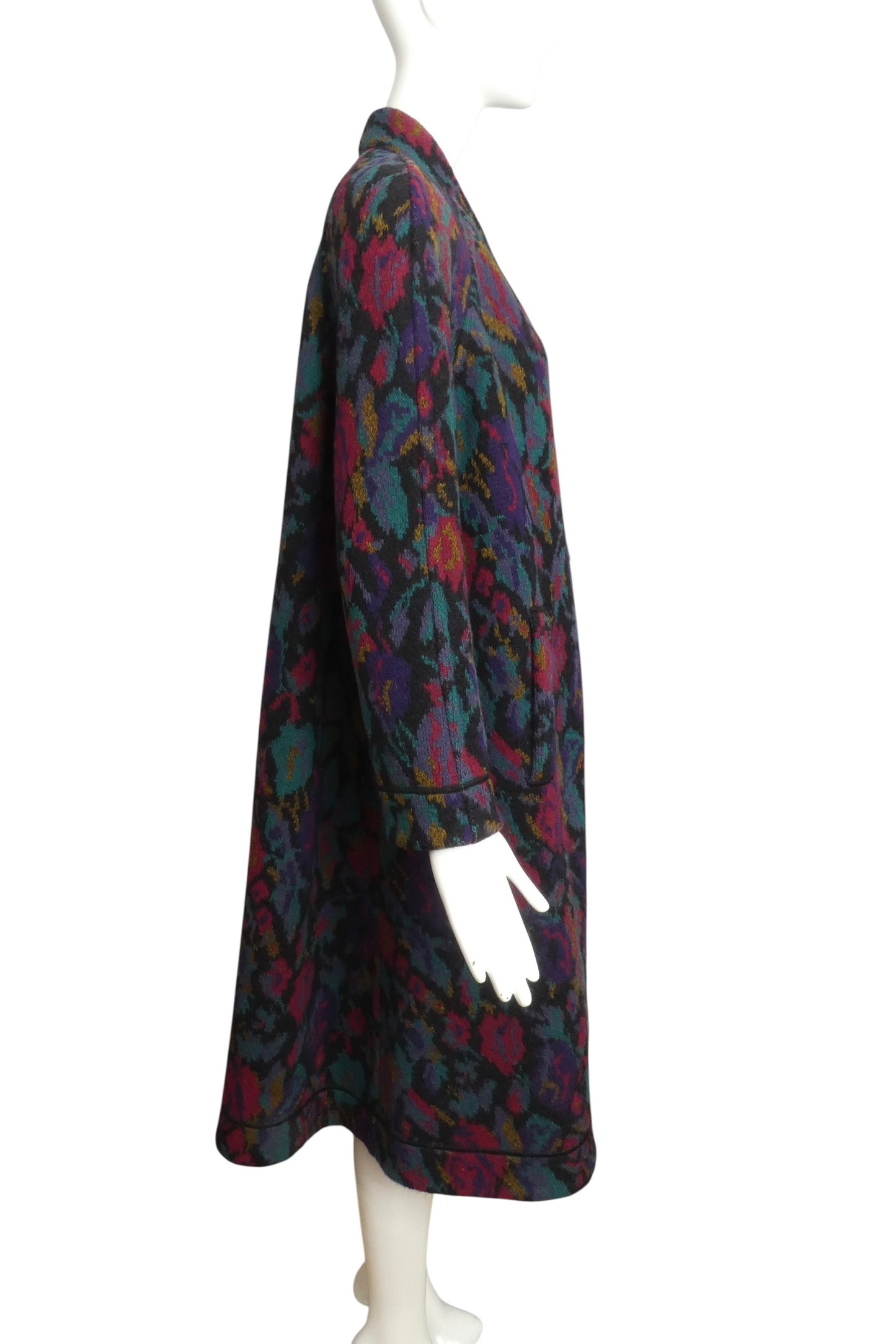 MISSONI- 1980s Multi Color Wool Knit Coat, Size 8
