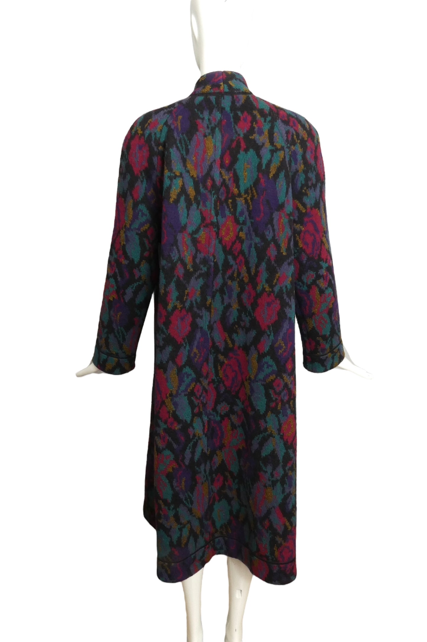MISSONI- 1980s Multi Color Wool Knit Coat, Size 8