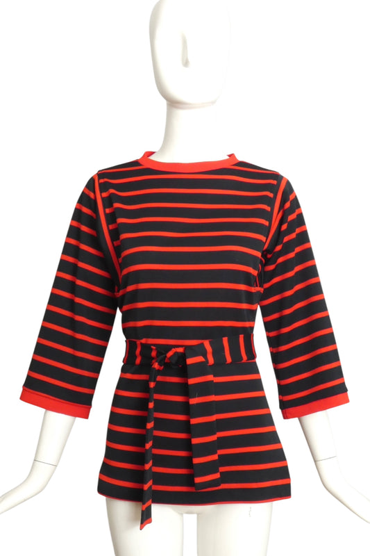 1970s Black & Red Stripe Knit Sweater, Size 8