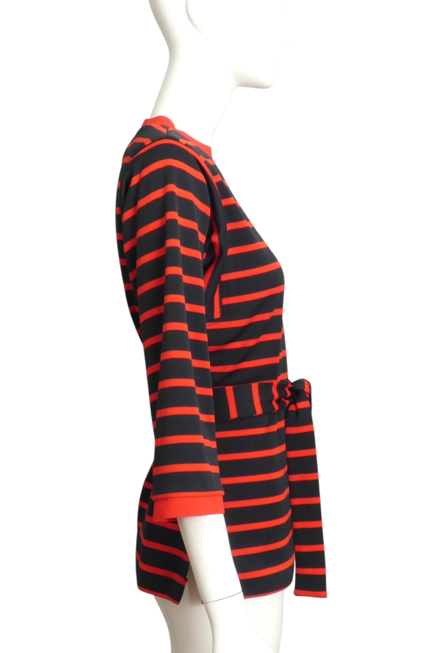 1970s Black & Red Stripe Knit Sweater, Size 8