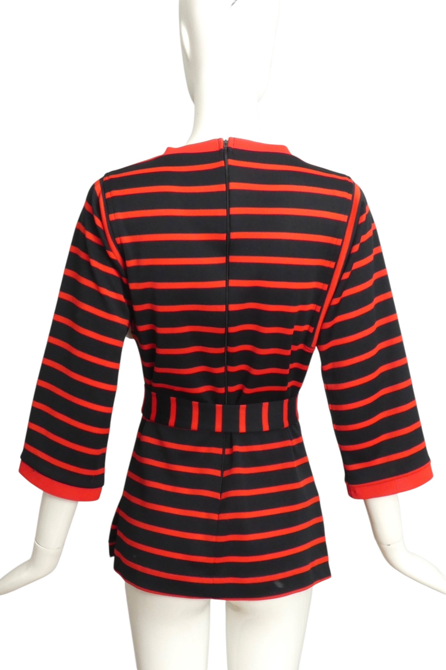 1970s Black & Red Stripe Knit Sweater, Size 8