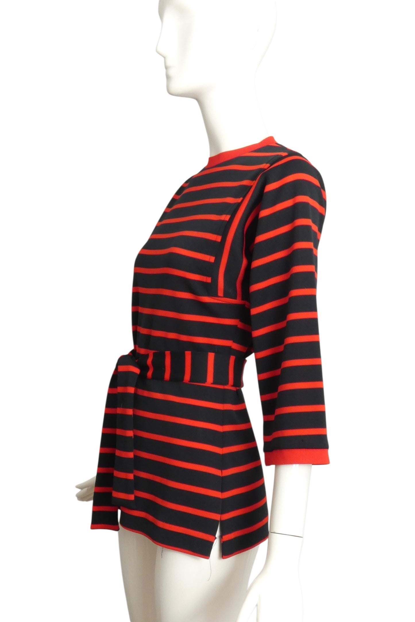 1970s Black & Red Stripe Knit Sweater, Size 8