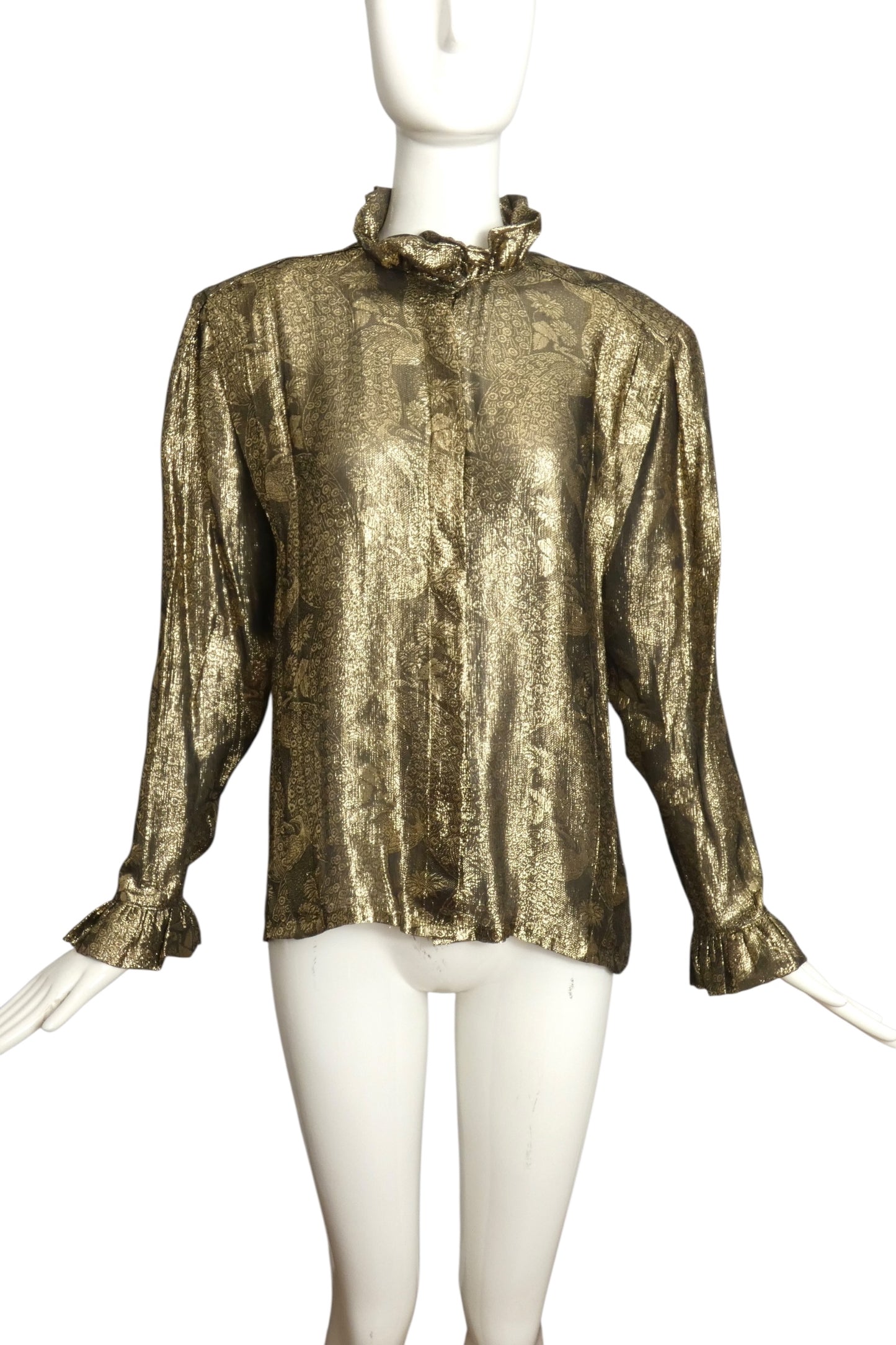 LOUIS FERAUD- 1980s Metallic Lame Blouse, Size 8