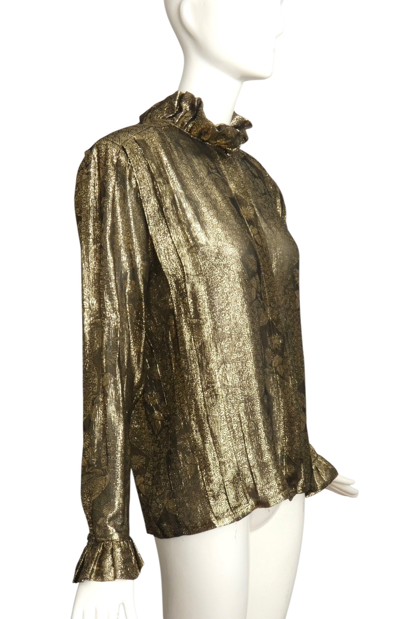 LOUIS FERAUD- 1980s Metallic Lame Blouse, Size 8