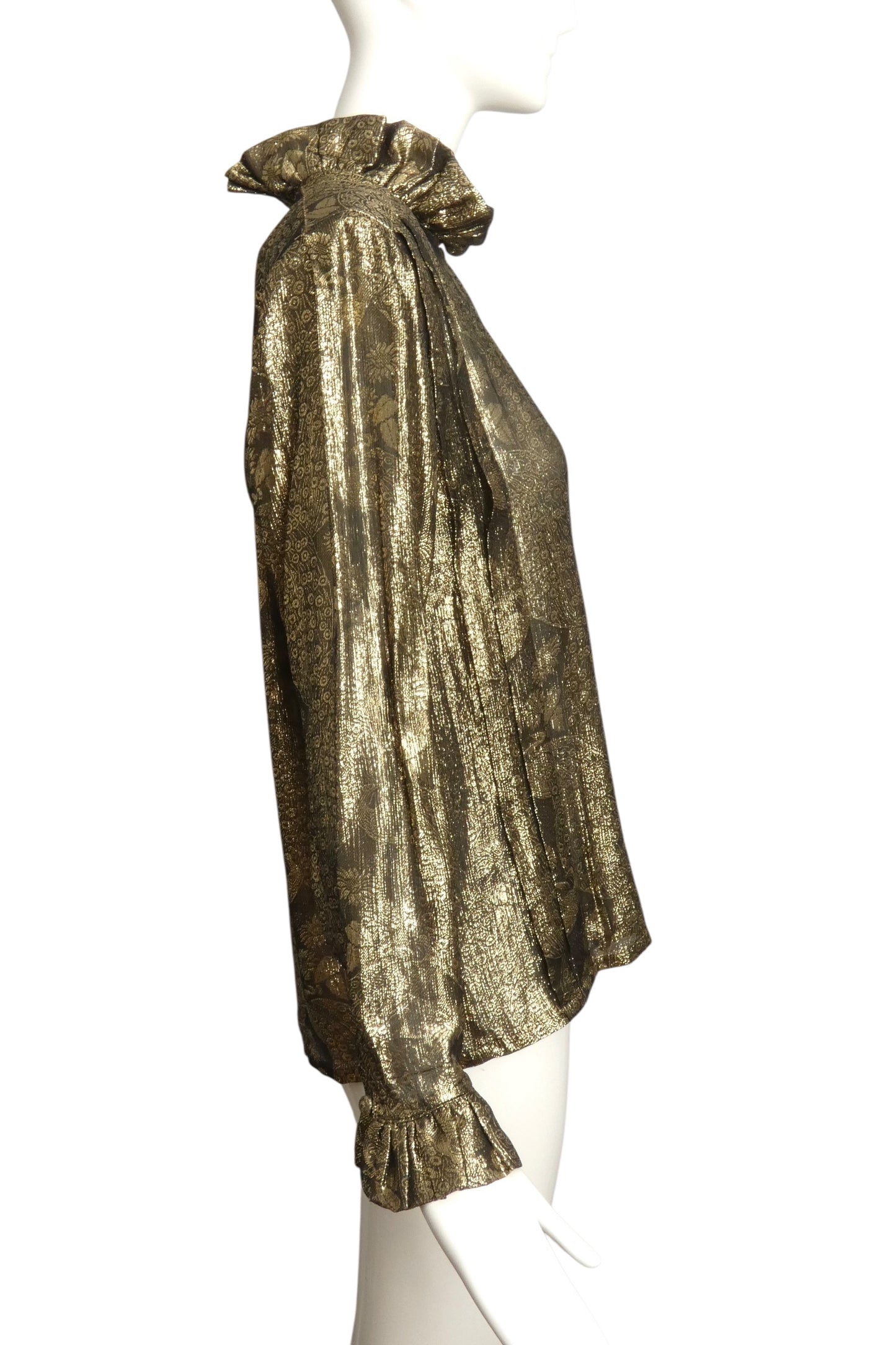 LOUIS FERAUD- 1980s Metallic Lame Blouse, Size 8