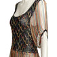 LORIS AZZARO- 1970s Chain Fringe Sweater Top, Size 4