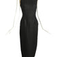 VALENTINO-1990s Black Linen & Gold Lame Shift Dress, Size 6