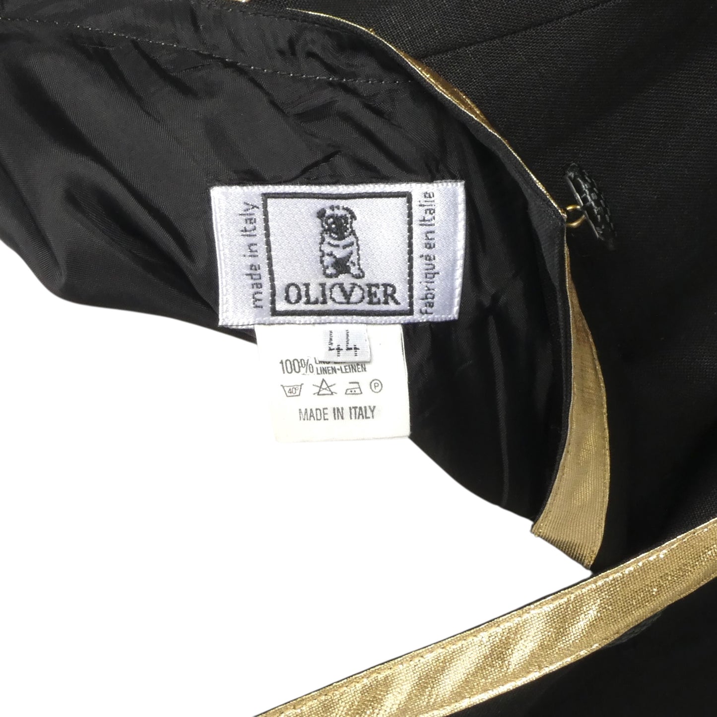 VALENTINO-1990s Black Linen & Gold Lame Shift Dress, Size 6