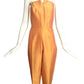 MAX MARA- 1990s Peach Silk Jumpsuit Ensemble, Size 8