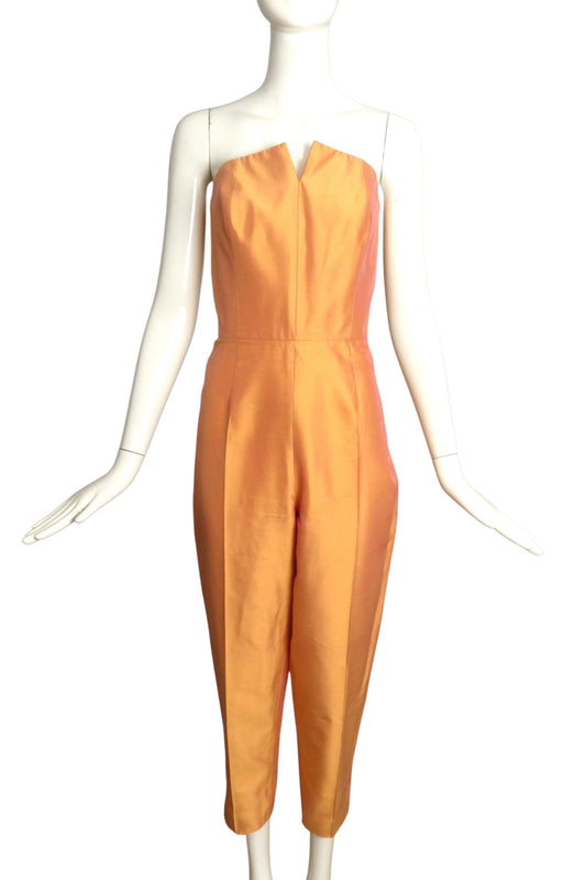 MAX MARA- 1990s Peach Silk Jumpsuit Ensemble, Size 8