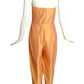 MAX MARA- 1990s Peach Silk Jumpsuit Ensemble, Size 8