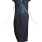 GIANNI VERSACE- 1985 Navy Linen & Silk Wrap Dress, Size 6