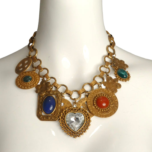 LES BERNARD- Brass Medallion Necklace