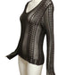 CHRISTIAN DIOR- 2001 Brown Open Weave Sweater, Size 8