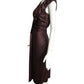 PRADA- 2009 Brown Shirred Cocktail Dress, Size 8
