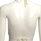 1970s White Knit & Gold Chain Bikini Top, Size 4