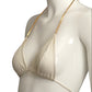 1970s White Knit & Gold Chain Bikini Top, Size 4