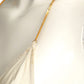 1970s White Knit & Gold Chain Bikini Top, Size 4