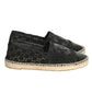 CHANEL- Black Patent & Lace Cap Toe Espadrilles, Size 39