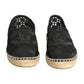 CHANEL- Black Patent & Lace Cap Toe Espadrilles, Size 39