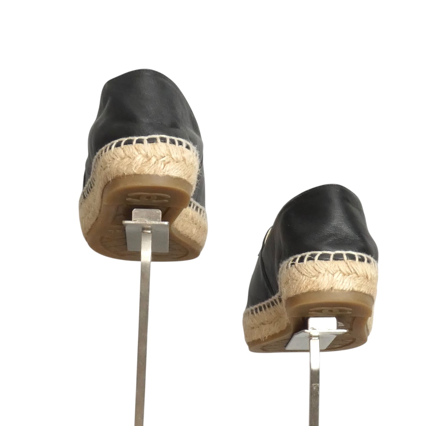 CHANEL- Gray & Black Cap Toe Espadrilles, Size 39