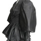 1980s Black Organza Puff Sleeve Jacket, Size 4