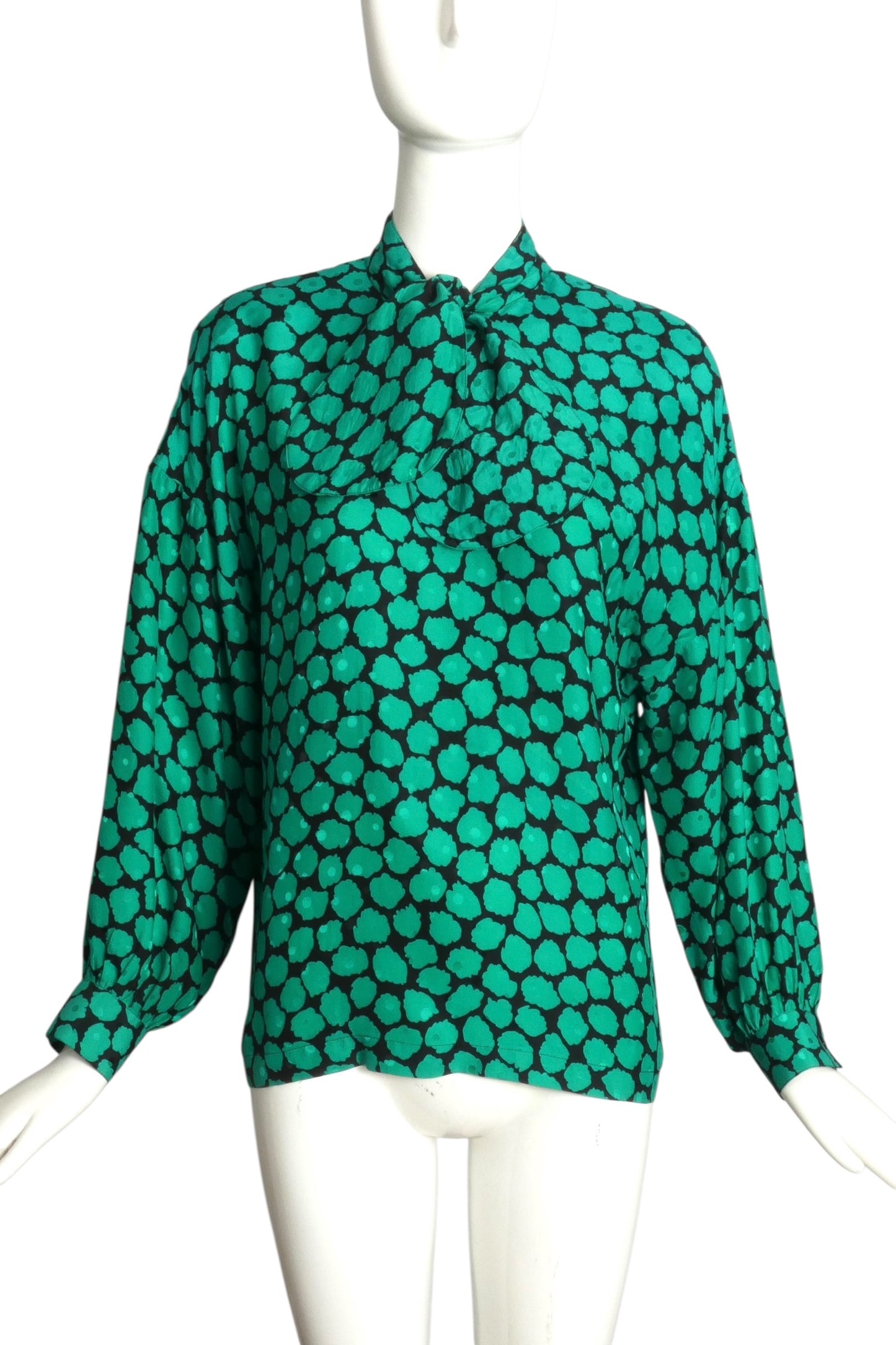 PIERRE CARDIN PRESTIGE- 1986 Printed Silk Blouse, Size 6