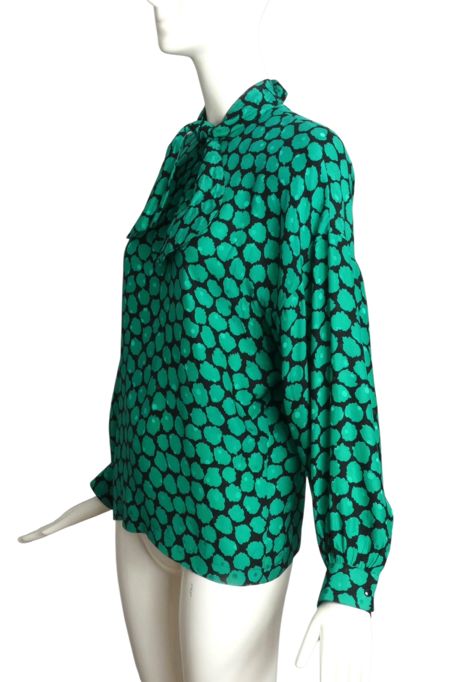 PIERRE CARDIN PRESTIGE- 1986 Printed Silk Blouse, Size 6