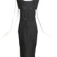 PIERRE CARDIN HAUTE COUTURE- 1990s Black Linen Belted Sheath Dress, Size 6