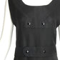 PIERRE CARDIN HAUTE COUTURE- 1990s Black Linen Belted Sheath Dress, Size 6