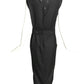 PIERRE CARDIN HAUTE COUTURE- 1990s Black Linen Belted Sheath Dress, Size 6