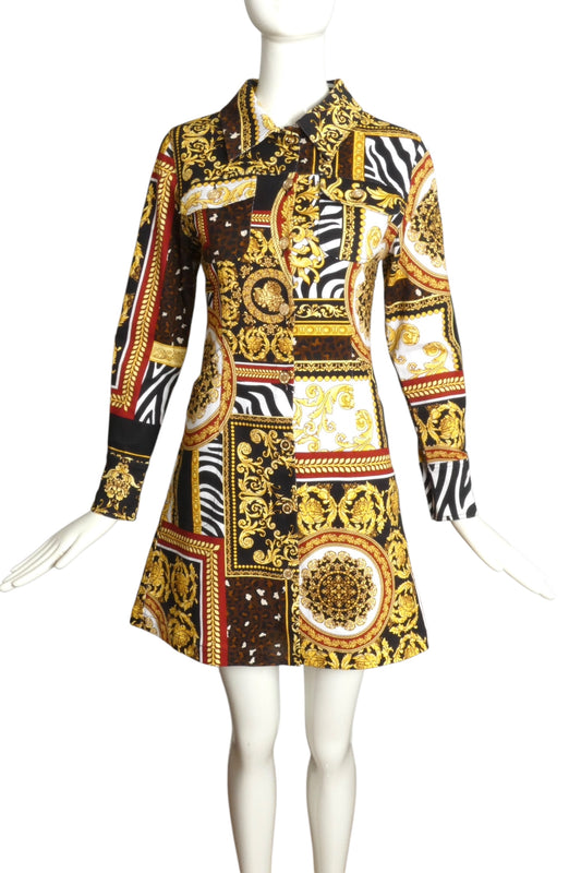 PIERRE CARDIN- Printed Cotton Twill Coat Dress, Size 6