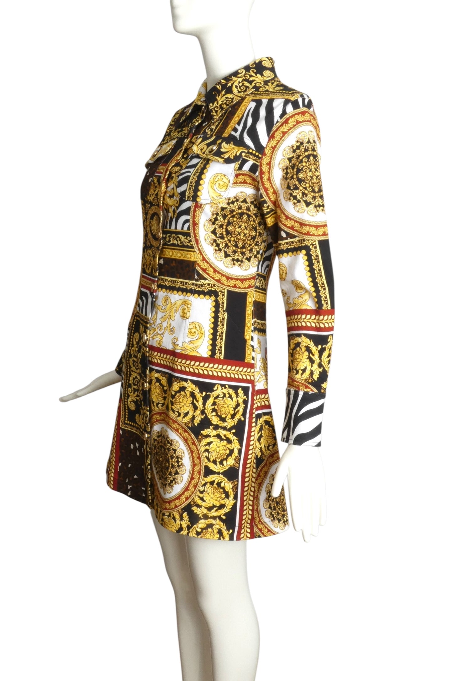 PIERRE CARDIN- Printed Cotton Twill Coat Dress, Size 6