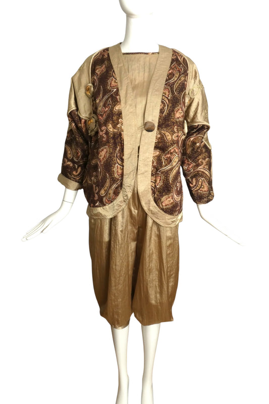 PIERRE CARDIN- 1970s 3pc Embellished Satin Ensemble, Size 6