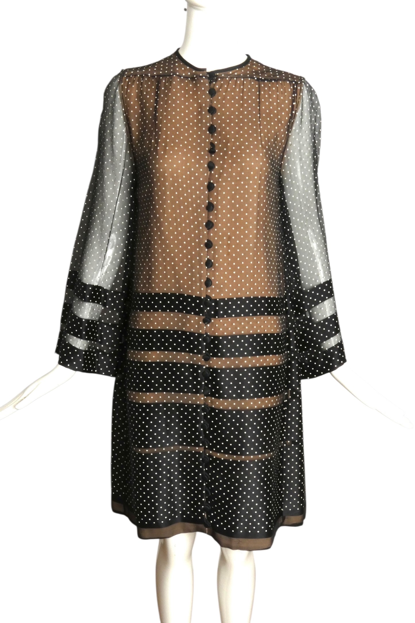 DONALD BROOKS- 1960s Polka Dot Chiffon Dress, Size 6