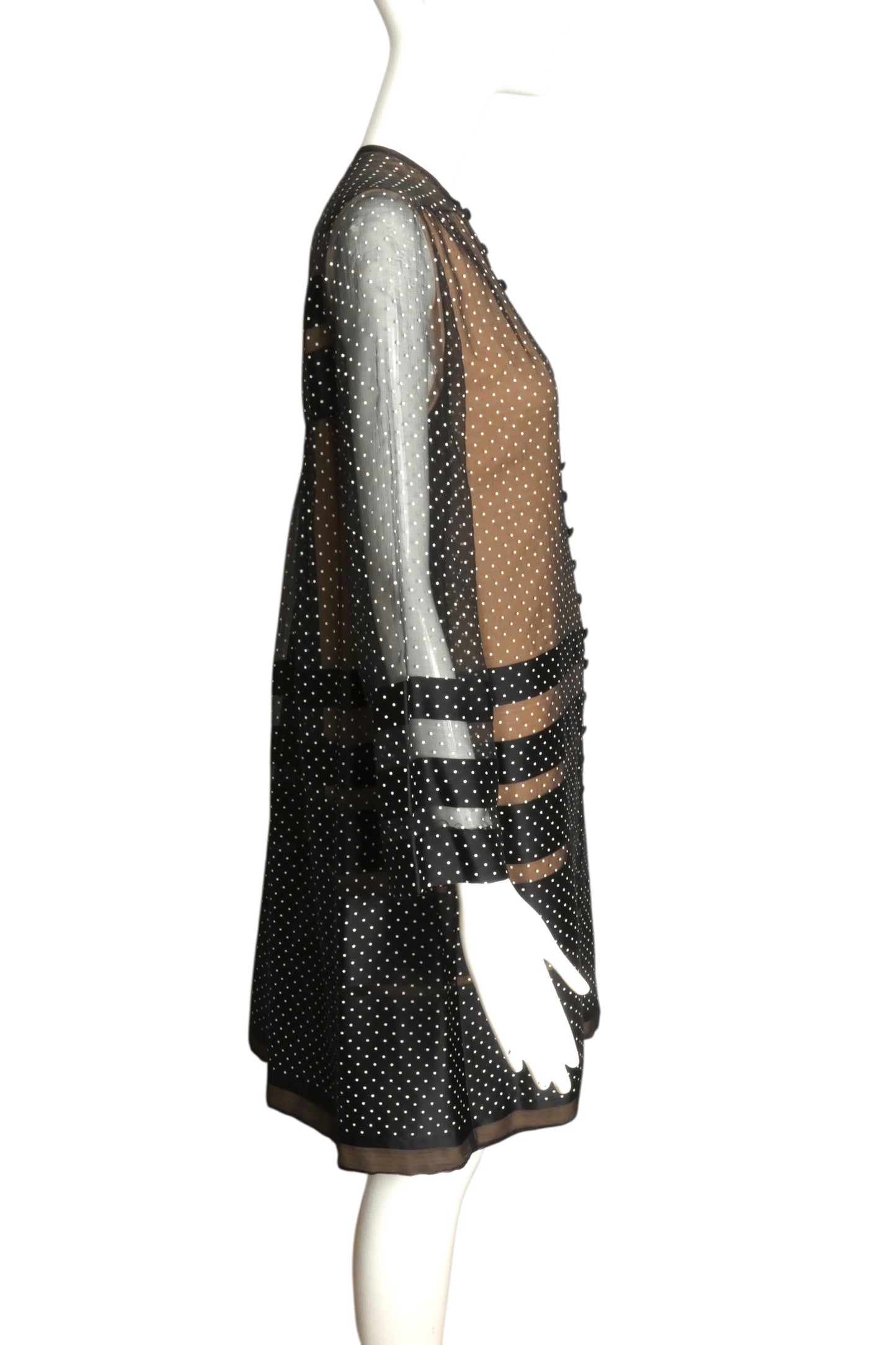 DONALD BROOKS- 1960s Polka Dot Chiffon Dress, Size 6