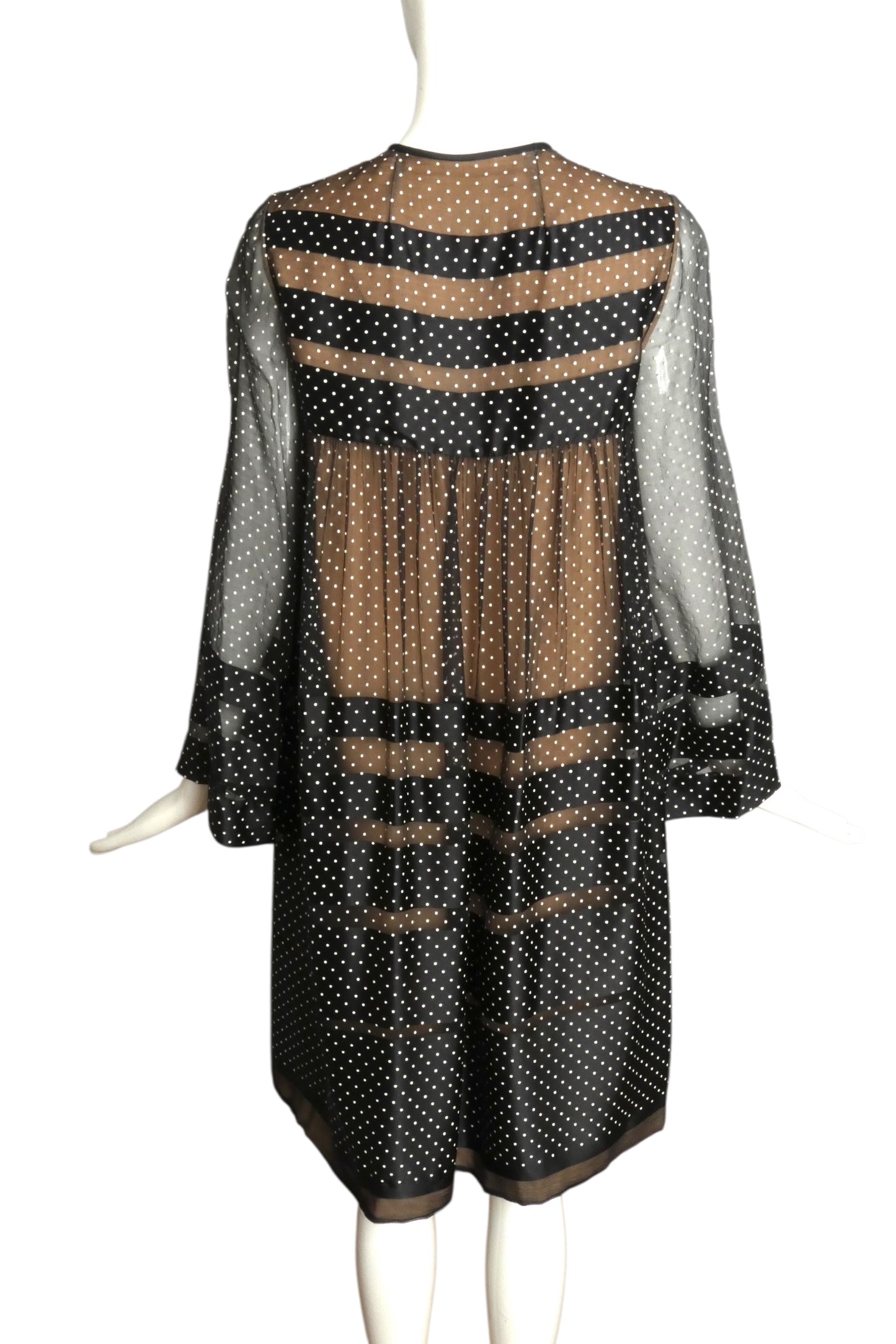DONALD BROOKS- 1960s Polka Dot Chiffon Dress, Size 6