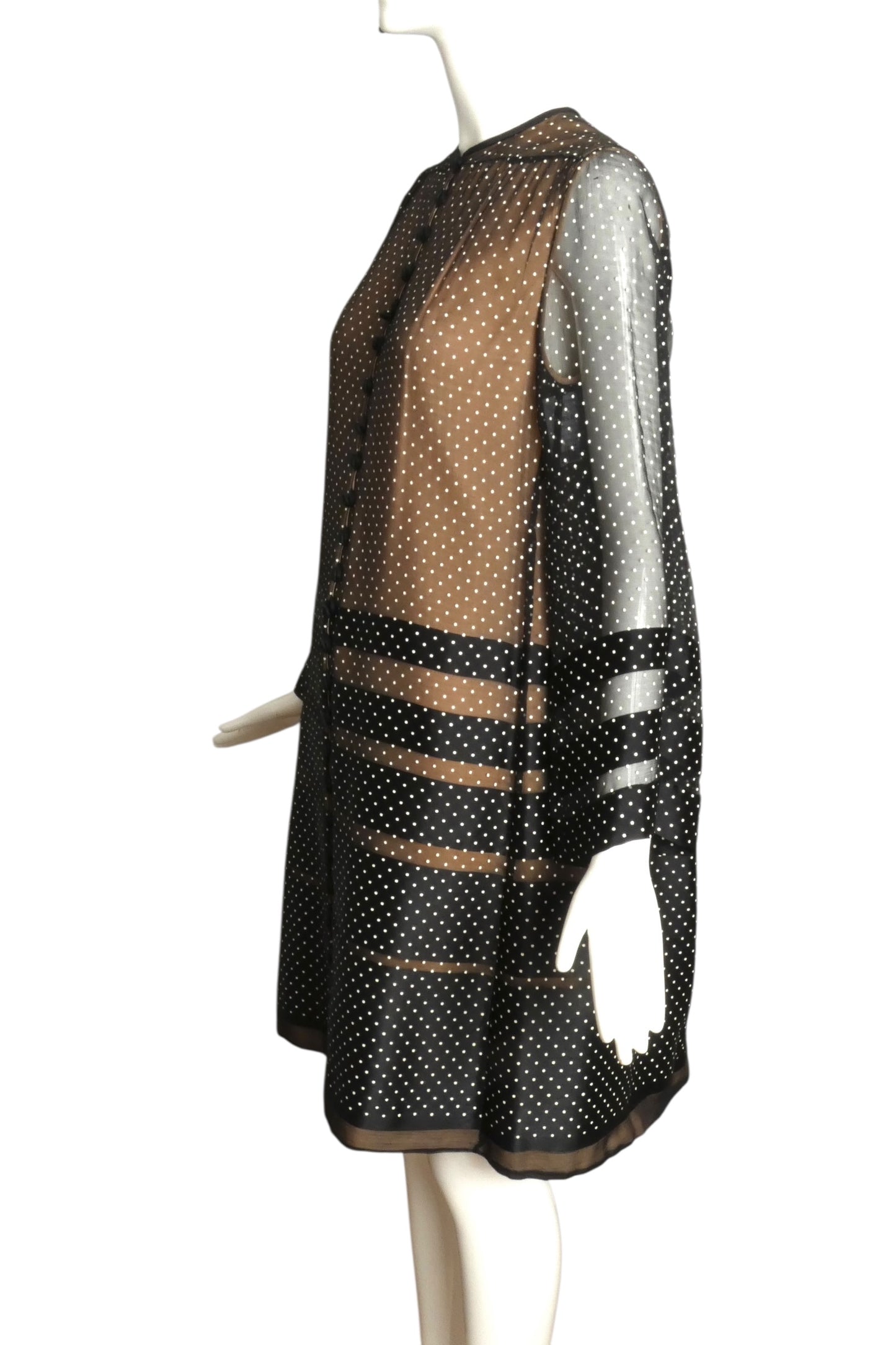 DONALD BROOKS- 1960s Polka Dot Chiffon Dress, Size 6