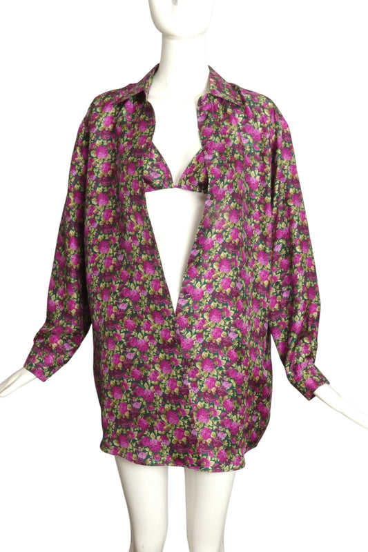 GUCCI- NWT 2023 Floral Silk Tunic & Bra Top, Size 6
